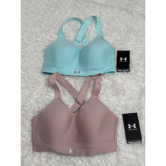 NWT Under Armour Continuum High Support Sports Bras Set S — Pink & Aqua - Picture 10 of 11